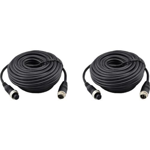 2Pcs 4Pin Video Extension Cable, Car Rear View Backup Camera Video Extension Cable (10 Meters & 15 Meters)