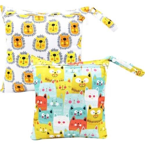 Waterproof PUL printed diaper nappy bag 28*30cm wet bag diaper pouch hanging carry bag for stroller washable