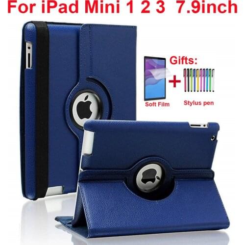 360 Rotating Stand Case For iPad Mini 1 2 3 7.9'' Case PU Leather Smart Flip Cover For Funda iPad Mini Case Cover Sleep/Wake UP