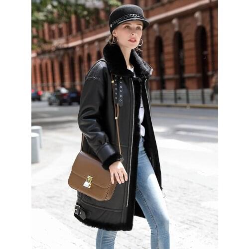 Women Jacket Winter Real Leather Jacket Women Natural Wool Fur Coat Female Sheepskin Coat Streetwear Bomber Jackets MY s