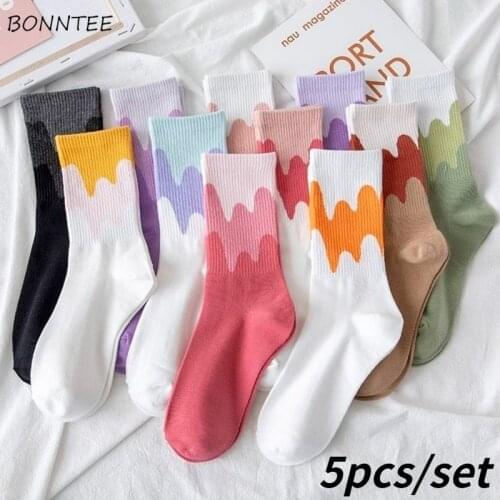Socks Women Breathable Ins Students Colorful Spring Cute Middle Tube Deodorant Trendy Patchwork Harajuku Kawaii Korean Style New