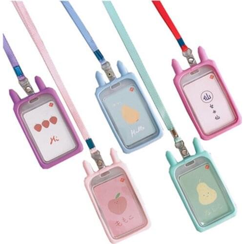 Credit Card ID Holder Cute Cartoon Silicone Bus Card Case Key Holder Ring Luggage Tag Trinket Card Holder