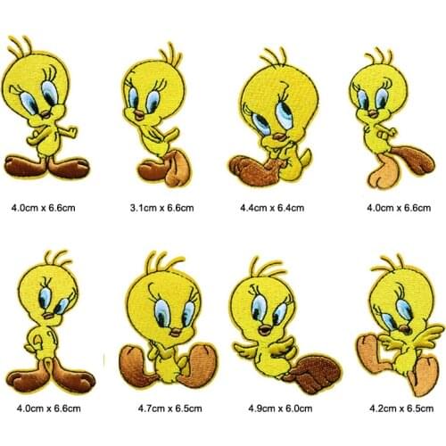 20 pcs Lovely Yellow Bird Tweety Embroidered Iron On Patch, Cartoon Animal Kids Fabric Clothing Backpack Jacket DIY Accessories