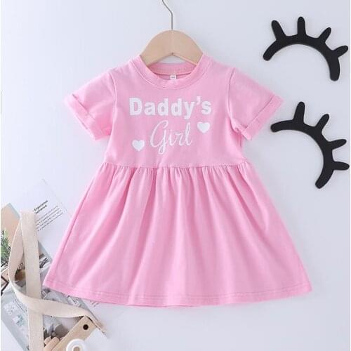 2021 Free Shipping Summer Baby Girl Loose Short Sleeve Dress Baby Simple Sweet Princess Skirt