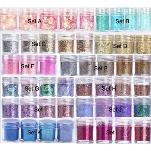 4pots (10ml) Nail Art Glitter Powder Dust sequins glitter dust powder Mixed color Nail Glitter Powder For Nail art diy4 bottles