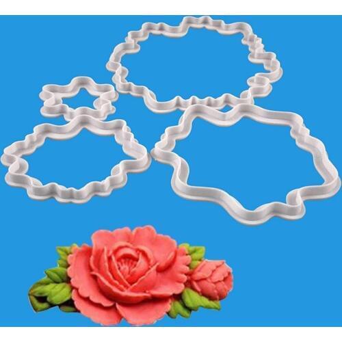 4pcs/set New peony cake baking injection mold steamed bread plastic tool set for household kitchen decoration mold
