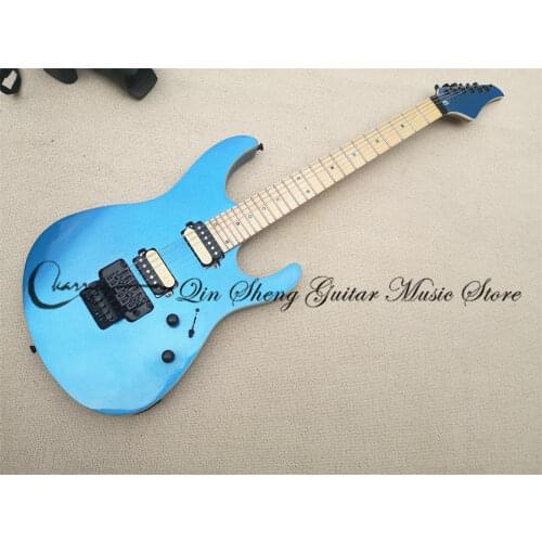 Free shipping custom 6 strings 350 360 electric guitar, metal blue semi hollow sole guitar, tremolo bridge,5 swtichs