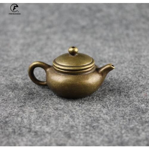 Antique Copper Mini Fingertip Kettle Teapot Pocket Incense Burner Retro Brass Tea Pet Home Decorations Accessories Desk Ornament
