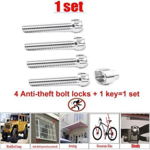 Bolt Security Anti Theft Screws Bolt M8 M10X70mm bolt screw 304 Stainless Steel Mountain Bike Awning Car Accessories LED Light