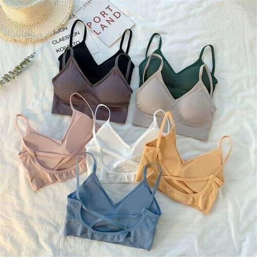 New Tops Women 2020 Lingerie Vest Bra Tube Top Sexy Seamless Wire Free Cami Crop Top Elastic Tank Tops Mujer Push up Solid Bra