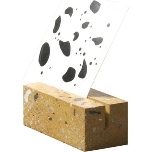 Cement Terrazzo Creative Business Name Card Holder Block Slot Display Stand Office Desktop Postcard Bracket