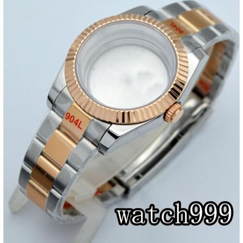 36mm/40mm silver/rose gold case fit NH35 NH36 ETA2836 Miyota 8205 8215 DG2813 3804 movement sapphire glass Steel strap