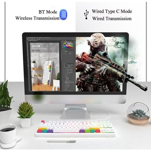 K870T BT Wireless Dual Mode Keyboard RGB Mechanical Game Keyboard for Phone/Tablet/PC OUTEMU Black/Blue/Red/Brown Switches