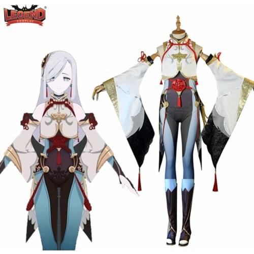 Genshin Impact Shenhe Costume Dress Game Suit Kimono Halloween Carnival Party Outfit vs Cosplay Legend Genshin Impact shogun