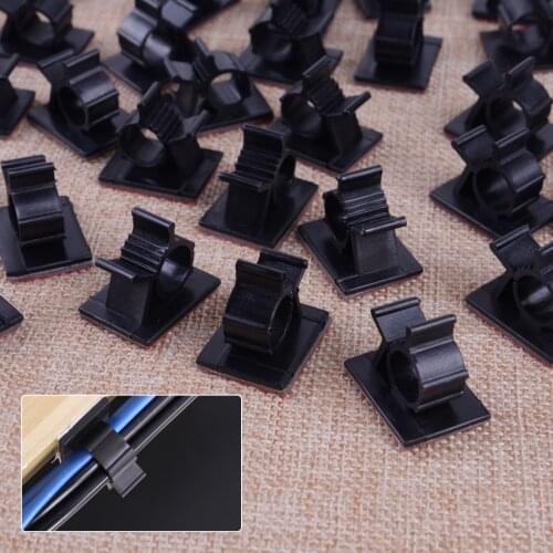 LETAOSK New 50pcs Self-Adhesive Cable Clips Cord Management Adjustable Wire Holder Organizer Sticker Clamp Fasten Hook