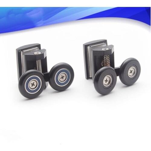 Copper plating matte black shower room glass sliding door pulley side hanging wheel up and down swing double wheel(HQS101)