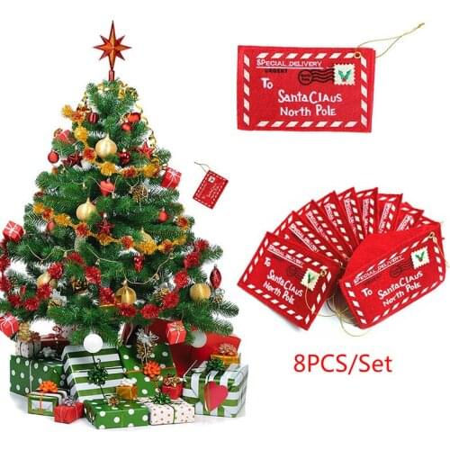 8pcs Handmade Embroidery Letter Candy Bag for Felt Envelope Children Kids Gifts Family Party Christmas Tree Decoration Gift Bag