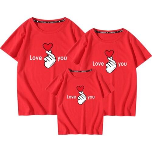 Fashion T Shirt Summer Red Love Print Cotton Family Vacation Casual Baby Tops Streetwear Girls Boys Cozy Loose Harajuku Gifts