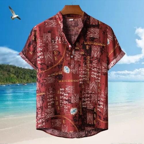 Fashion Short Sleeve Shirt for Men Plus Size 2021 Summer Floral Loose Baggy Casual Hawaiian Beach T-shirt Tops Buttons Blouse