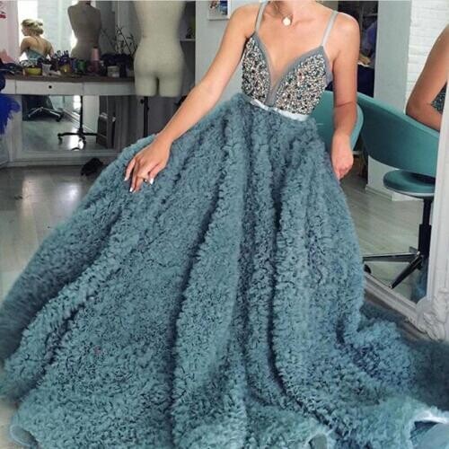 Fashion 2017 Couture Evening Dress Spaghetti Stunning Crystal Tiered Long Prom Dresses Vestido Longo Party Dress For Wedding