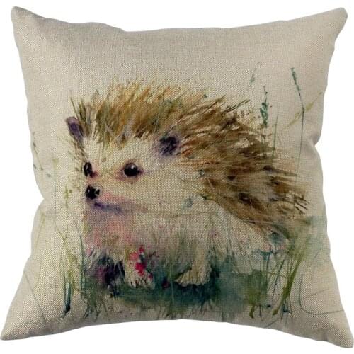 Animal Hedgehog Cushion Pillow Tent,Office, Home Cotton Linen Zippered Pillowcase Family Home Accessories Customizable One Side