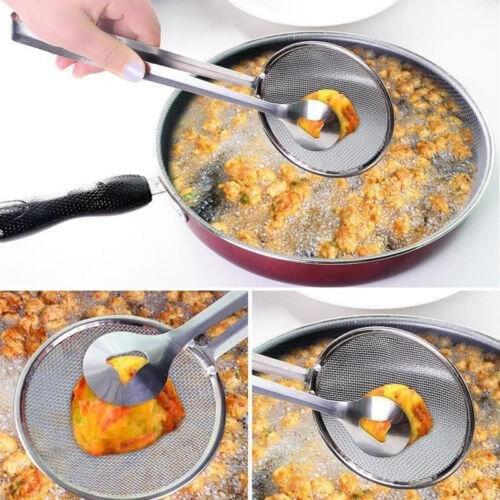 Super Practical Filter Spoon Multi-functional Filter Spoon With Clip Food Kitchen Oil-Frying Salad BBQ Filter