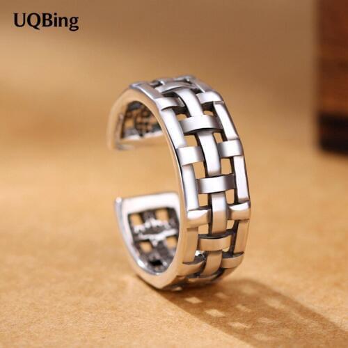 Wholesale 925 Sterling Silver Vintage Retro Hollow Internet Open Rings Women Jewelry
