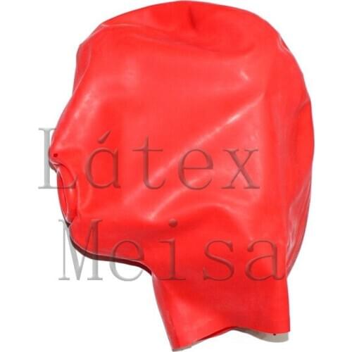 Open mouth & nostrils design red latex hood bdsm gap with back zip decoration