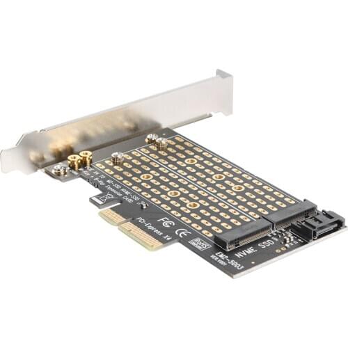 M.2 NVME to PCIE Adapter Module Board M+B Key NGFF SSD to PCI Express 3.0 X4 SATA Expansion Card Support 2230 2242 2260 2280