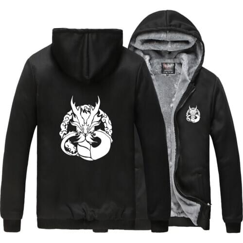 Casual Hoodies Sweatshirt Azur Lane Printed Dragon Logo Zip Up Outwear Raglan Elastic Hem Zipper Tops