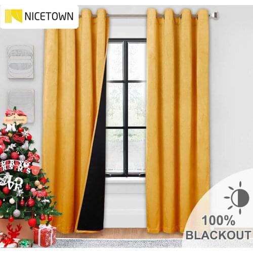 1PC Luxury Blackout Warm Soundproof Drapery Velvet Curtain Sunlight Block Drape for Bedroom House Decoration Living Room