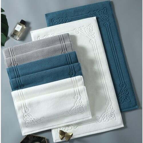 Luxury 100% Cotton Hotel Floor Towel Home Bathroom Mat High Absorbent Non-slip Bathtub Bath Mat Step Foot Pad Toilet Rug 45*75cm