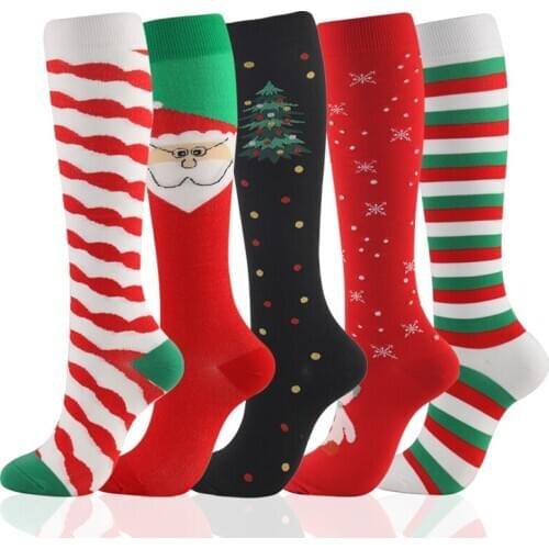 Christmas Compressed Sock 5 Pairs Per Set Football Sport Sock Compression