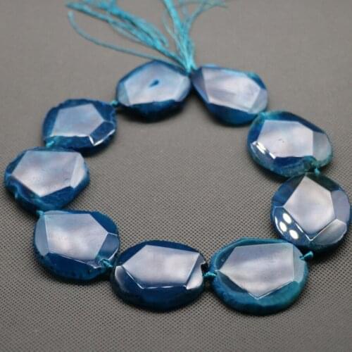 Blue Connector, Large Druzy Stone Beaded, Druzy Faceted Stone Beads Green Smooth Slab stone Connector Bead Pendant Full Strand