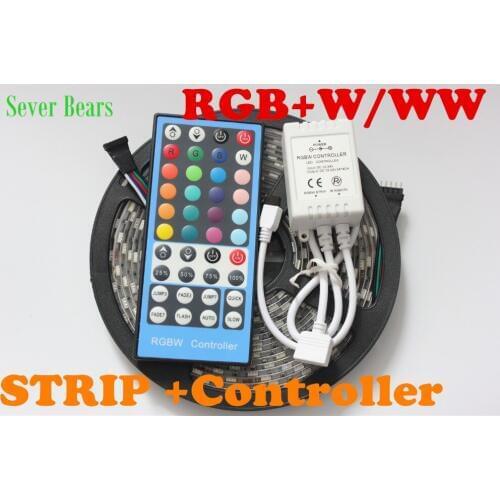 5M RGBW 5050 LED strip Light +40key 5 pin remote controller Waterproof IP65 DC12V SMD 60Leds/M 300 LEDS Flexible Light strips