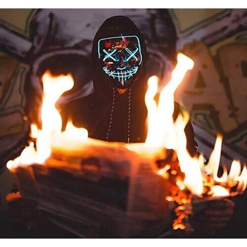 Led mask halloween masks Neon mascaras Party scary maske cosplay party mascara Horror face masque Carnival mascarillas for Purge