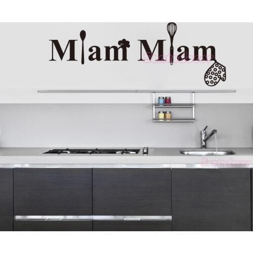 French Cuisine Miam Vinyl Wall Stickers Mural Art Decals Kitchen Wallpaper Home Decor House Decoration Poster 22 cm x 59 cm