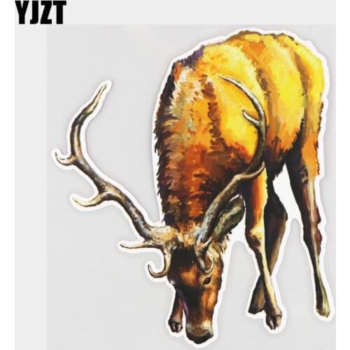 YJZT 15.5×17.7CM Watercolor Deer Art Cartoon Car Stickers Personality Bumper Decoration Decals 21A-0185