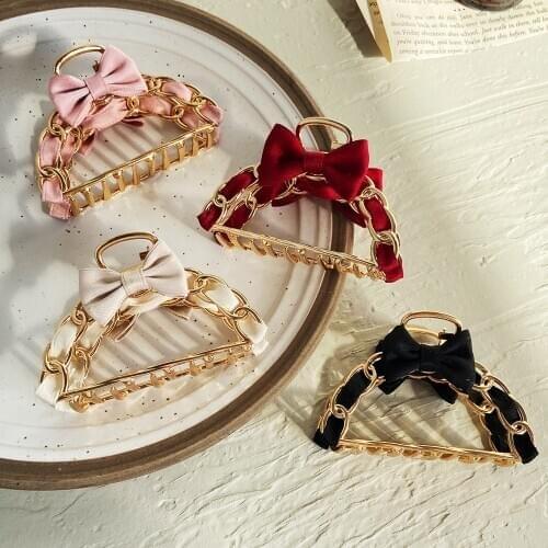 Hair Pins for Women Lovely Girl Metal Claw Hairpin Bow Elegant Simple Large Hair Accessories Jewelry Wholesale