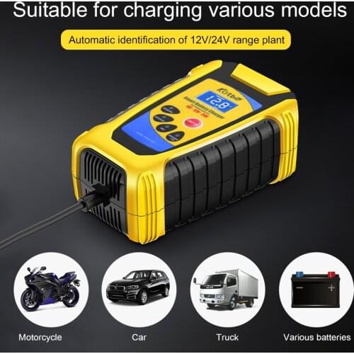 Car Battery Charger 6V/12V/24V 6A Pulse Repair Lead Acid Battery-Charging For Motorcycle Car Truck Digital LCD Display Charger