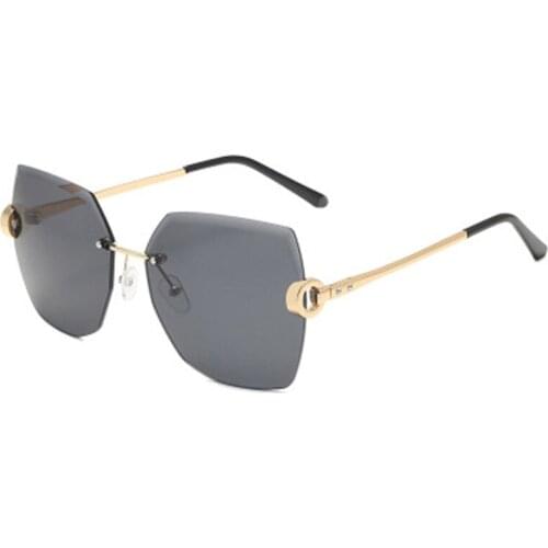 Oversized Rimless Square Sunglasses Gradient Metal Vintage Sun Glasses Women 2021