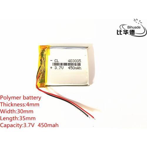 10pcs 3.7V 450mAh 403035 Lithium Polymer Li-Po li ion Rechargeable Battery cells For Mp3 MP4 MP5 GPS PSP mobile bluetooth