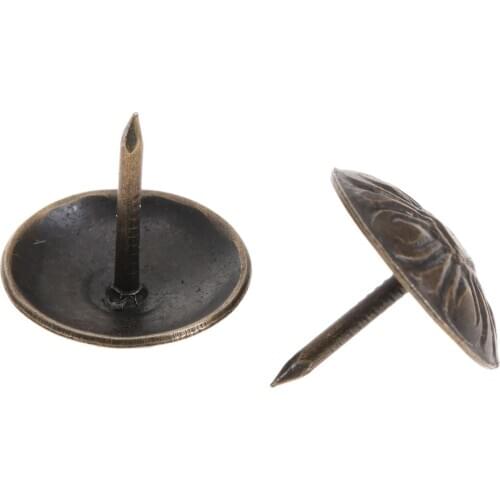 100pcs Upholstery Nails Tacks Studs Elegant Antique Bronze Flower Head Daisy Pushpin Ancient Style Furniture Doornail 16mm