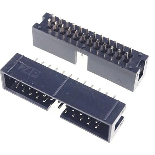 100 Pcs Shrouded Box header IDC Socket 2.54mm 2x12 Pin 24 P straight Male square pin 0.64mm 2 rows 2.54 Through hole DIP