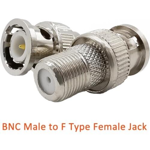 2Pcs/Lot BNC to F Connector BNC Male Plug to F Type Female Jack TV Jack Plug Adapter F Socket to BNC Plug RF Coax Connector