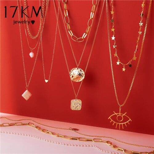 2021 Vintage Multilayer Gold Choker Necklaces For Women Girl New Brinco Eye Pearl Pendant Necklace 17KM Fashion Jewelry