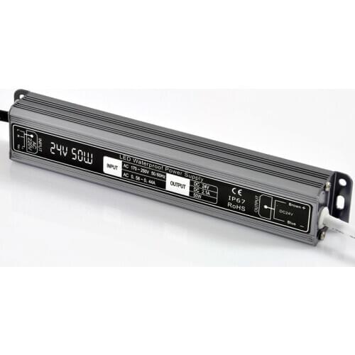 24V 50W led power supply 24v lighting transformer IP67 waterproof led driver Aluminum ac 110V 220V to DC24V 50W