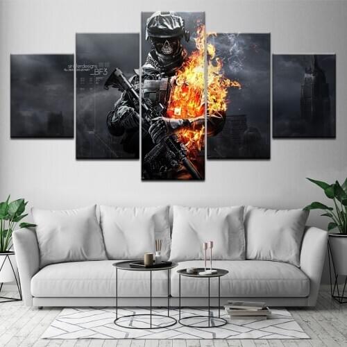 5 Piece Wallpapers Art Canvas Print Modern Poster Modular Art Painting Battlefield 3 Game Poster For Living Room Home Decor