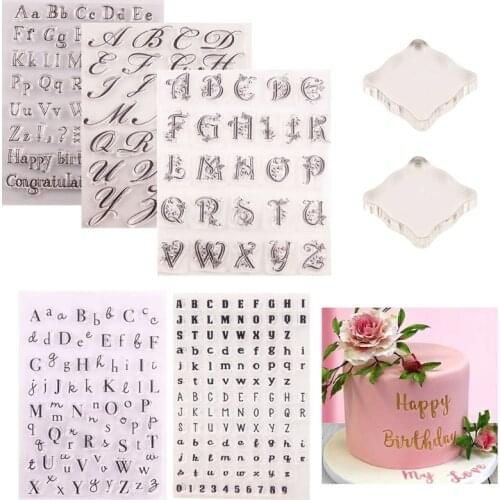 7Pcs Letter Alphabet Fondant Cake Stamp with Back Plate for Cookies Biscuit Decorating Tool Card Making DIY Scrapbooking