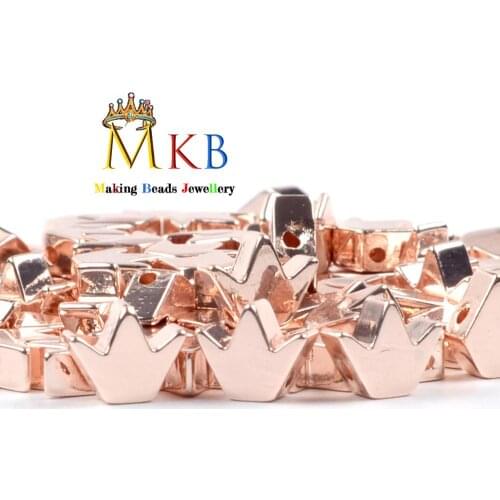 8mm Natural Light Rose Gold Plated Hematite Flat Crown Stone Beads For Jewelry Making Loose Beads Diy Bracelet Earring Jewellery